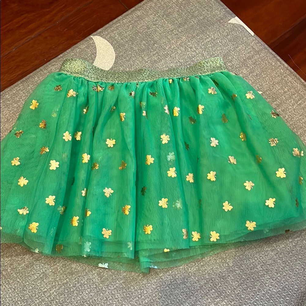 Green Tulle Skirt with Gold Floral Accents XS (4/5) new